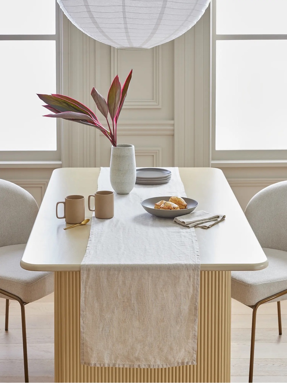 Quince Cream Linen Dining Table Runner